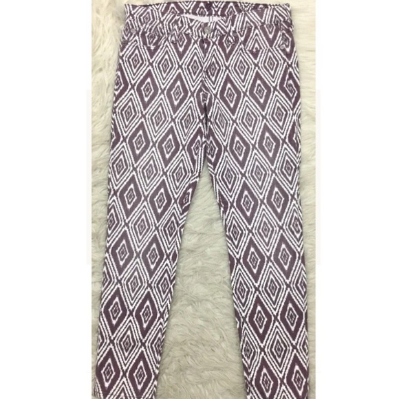 7 For All Mankind Plum Ikat Cropped Skinny Jeans - Picture 2 of 7